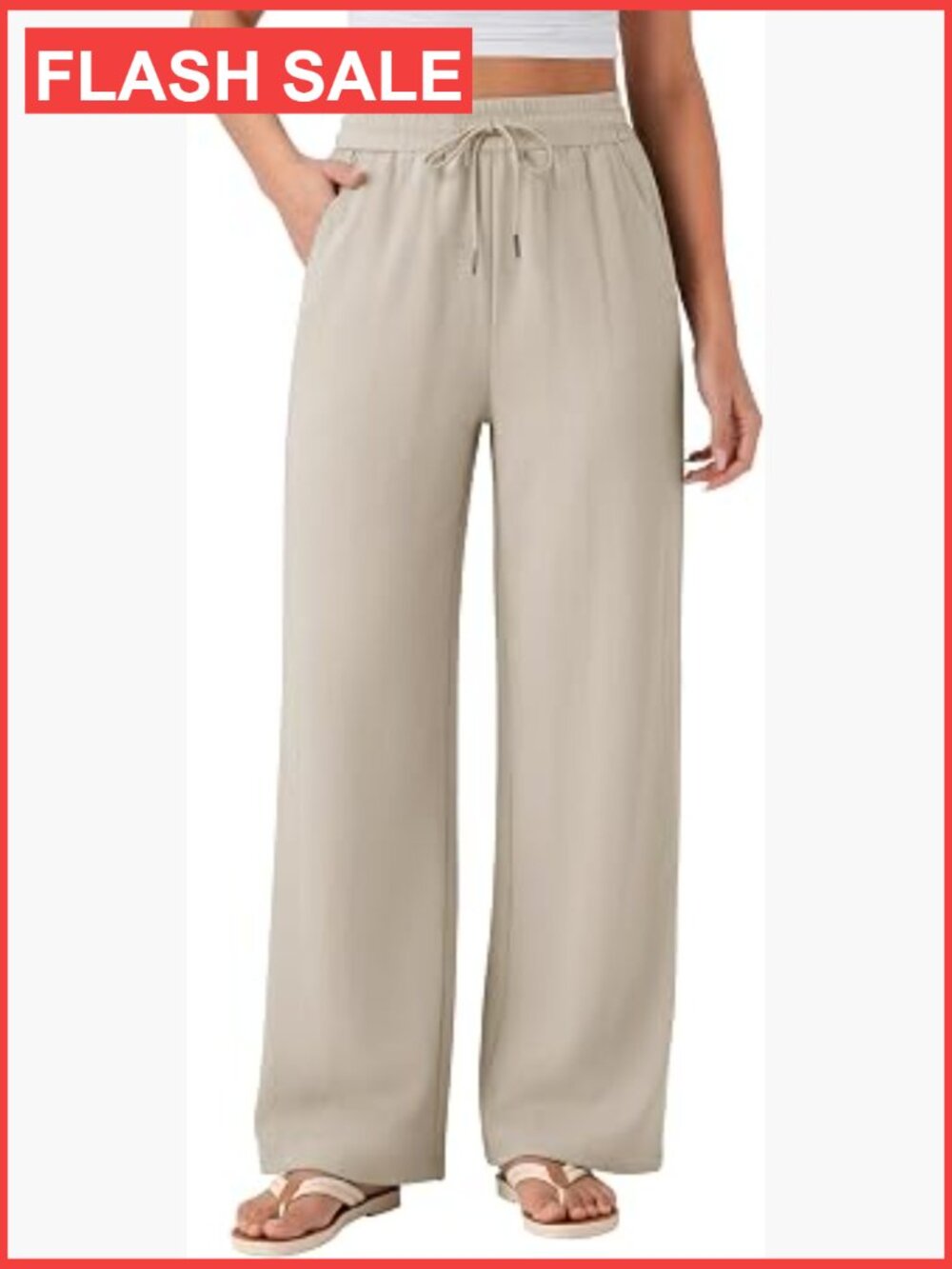 High Waisted Wide Leg Pants with Pockets - Flowy Casual Lounge Trousers